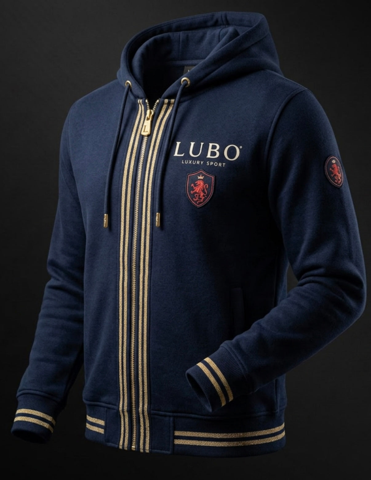LUBO Royal Zip Hoodie — Navy/Gold